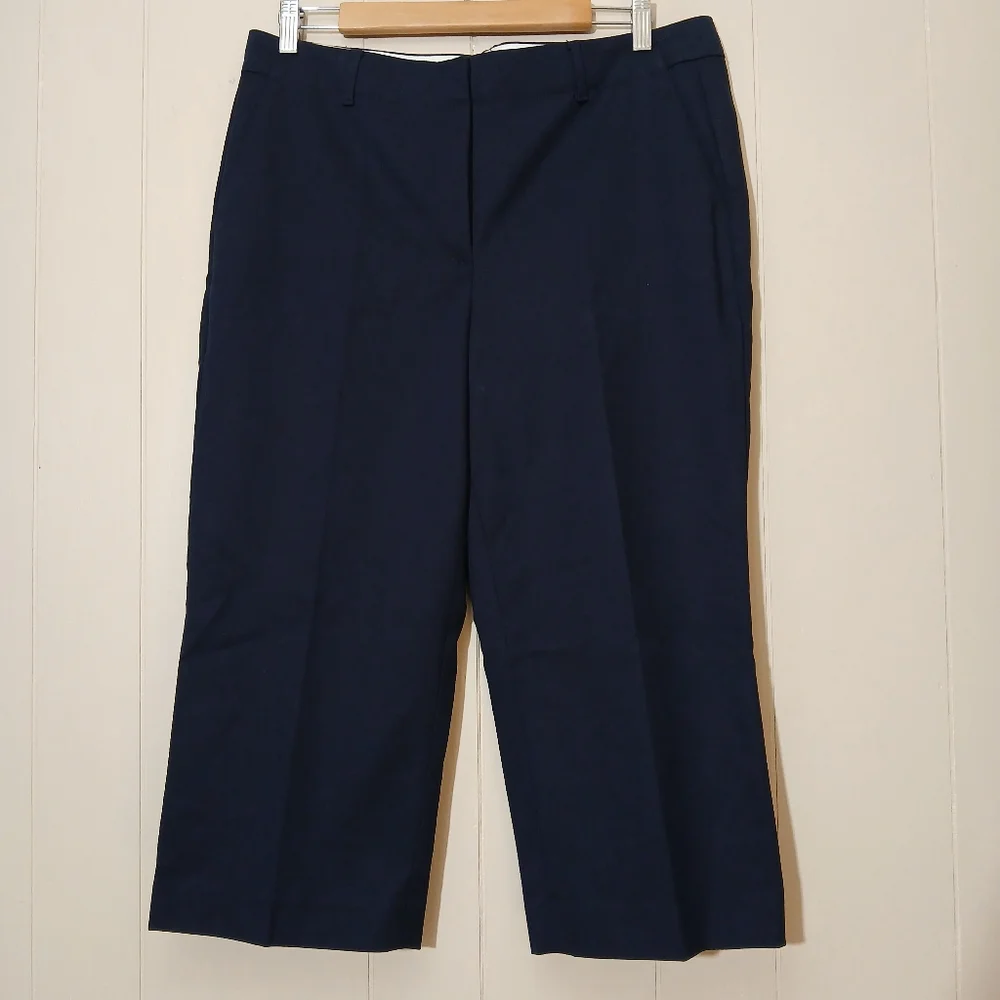 Talbots Pants Chelsea Crop Navy Blue Bi-Stretch High-Waist Straight Leg - Picture 3 of 6